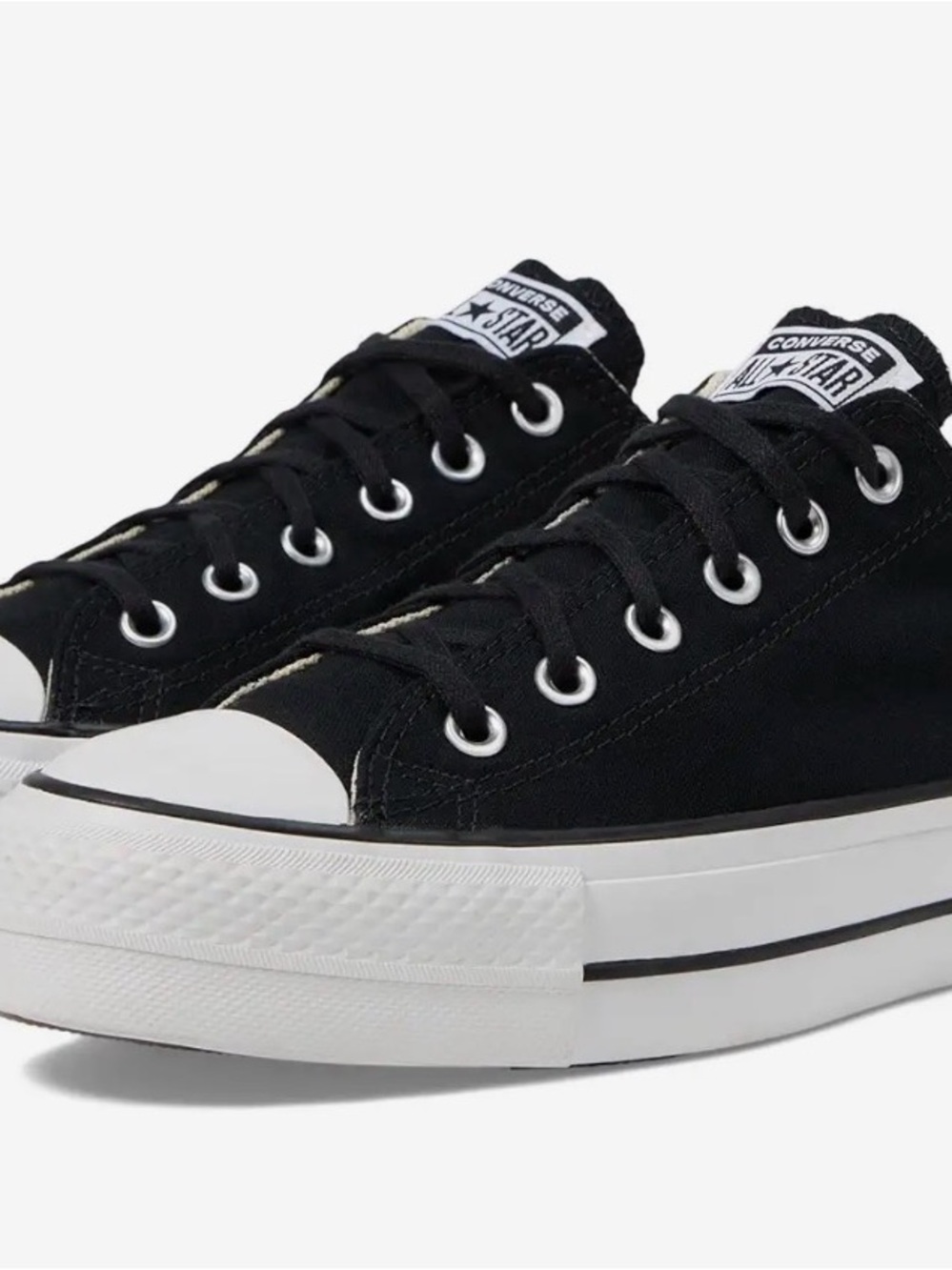 Converse Low Top Platform Canvas Sneakers - Black & White